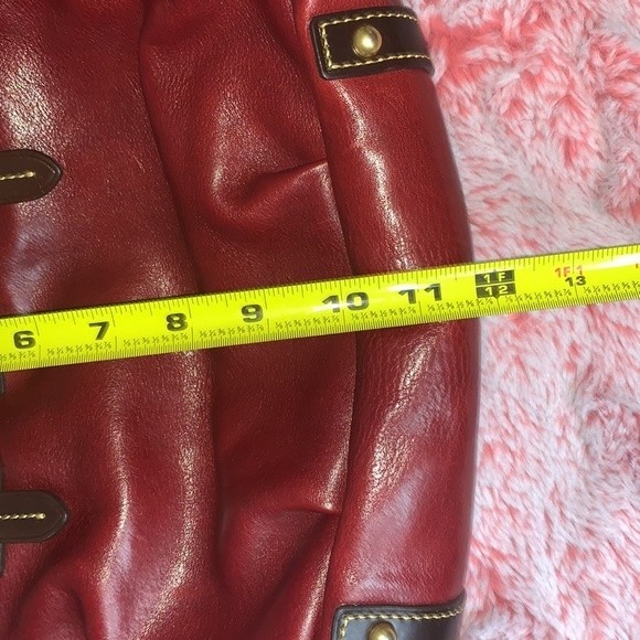 Vintage Dooney & Bourke Toledo Bordeaux Red & Brown Leather Winged Satchel - Picture 11 of 12